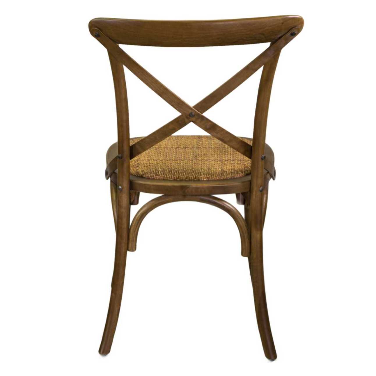 Sedia Cross Vacchetti in legno marrone chiaro con seduta a intreccio cm51x55h46,5/89