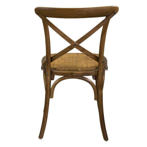 Sedia Cross Vacchetti in legno marrone chiaro con seduta a intreccio cm51x55h46,5/89