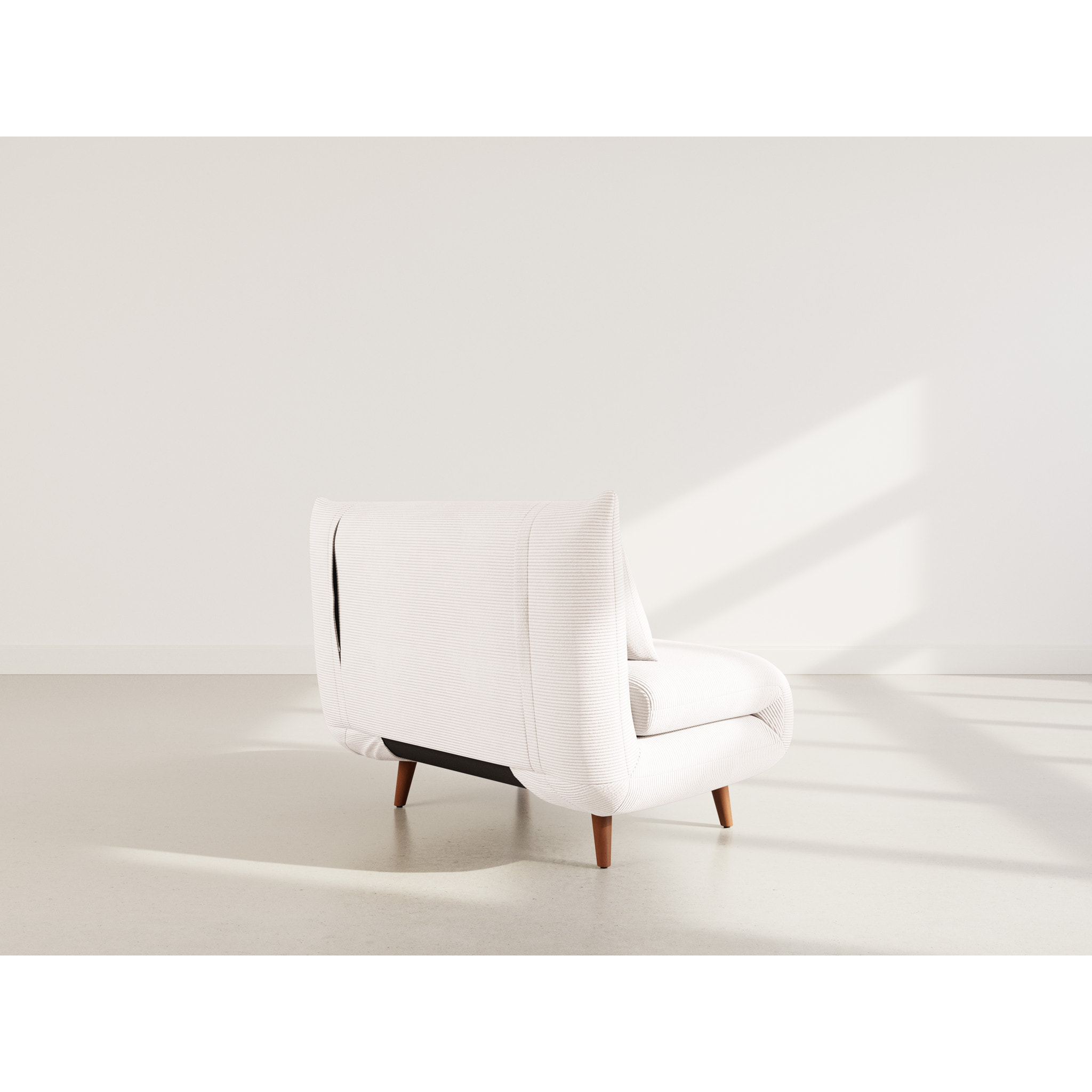 Lumi - Banquette convertible clic-clac 1 place en velours côtelé - Beige