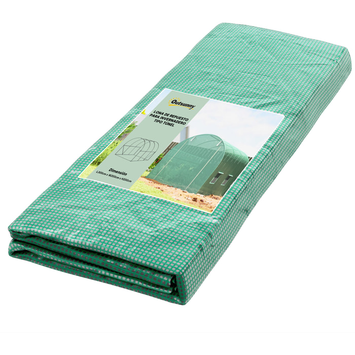 Outsunny Plásticos para Invernaderos 3x2x2 m Cubierta de Repuesto para Invernadero de Polietileno con 6 Ventanas y Puerta Enrollable Protección de Plantas para Jardín Verde
