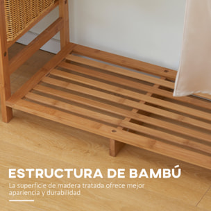 Perchero de Pie de Bambú Perchero para Ropa con Estante de Almacenamiento de 6 Niveles y Varilla Colgante para Salón Dormitorio Entrada 90x30x145 cm Natural