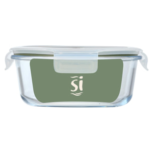 Hermético redondo transparente 18,4x18,4x7,6cm - 950ml vidrio borosilicato con tapa hermética expert san ignacio