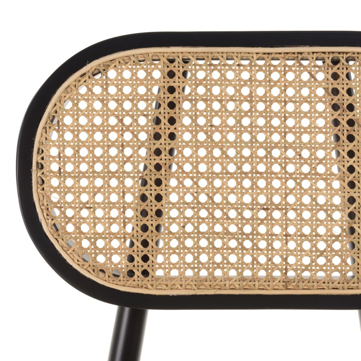 PIERRE - Lot de 2 chaises bois noir, assise et dossier en rotin naturel