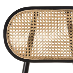 PIERRE - Lot de 2 chaises bois noir, assise et dossier en rotin naturel