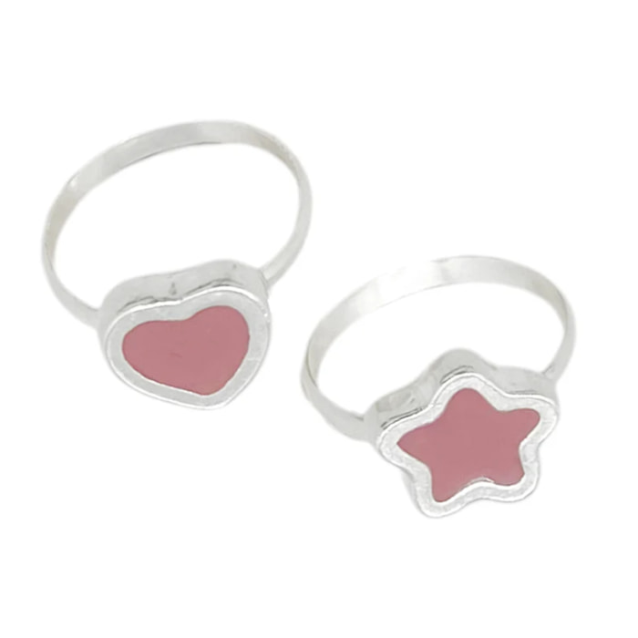 Pareja anillos Colors en plata 10µm y color rosa