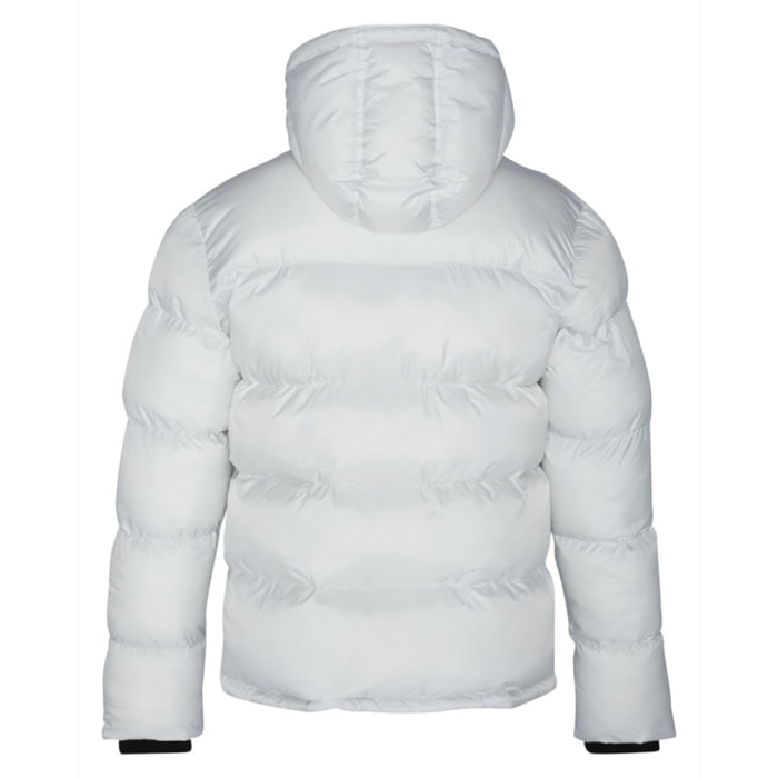 IDAHO2 SIMPLE HOODED &  PADDED JACKET W/ SCHOTT NYC CHEST EMBROIDERY  100% NYLON Bianco