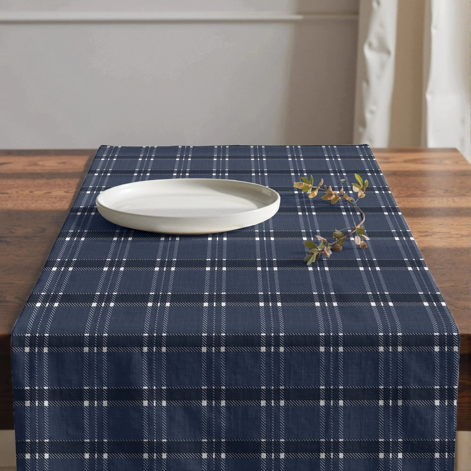 Chemin de table 100% coton Camilo Blue 50x150 cm
