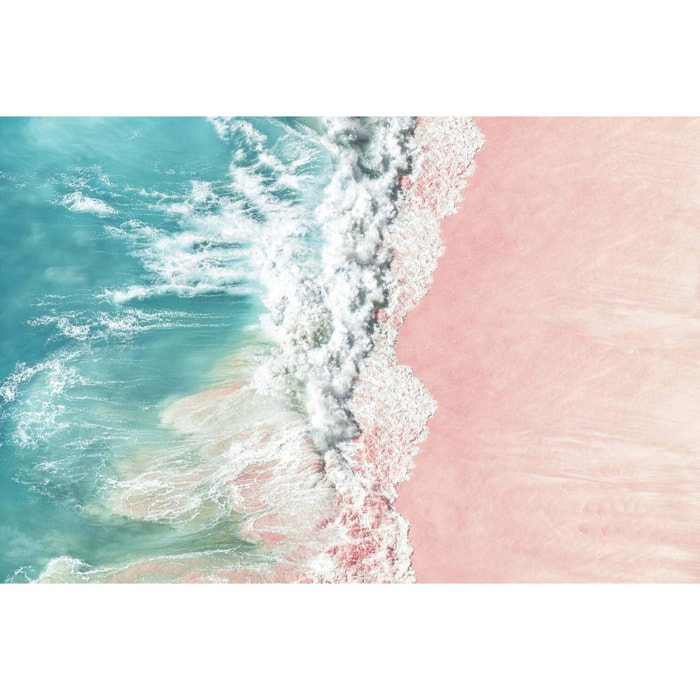Tableau paysage mer plage de sable rose  Toile imprimée