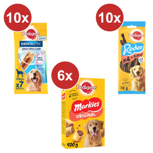 PEDIGREE Récompenses grand chien: 70 Dentastix+Friandises(4x10)+Biscuits(6x500g)