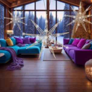 estrella de alambre led colgante con 20 luces led decorativa 30x7x0cm