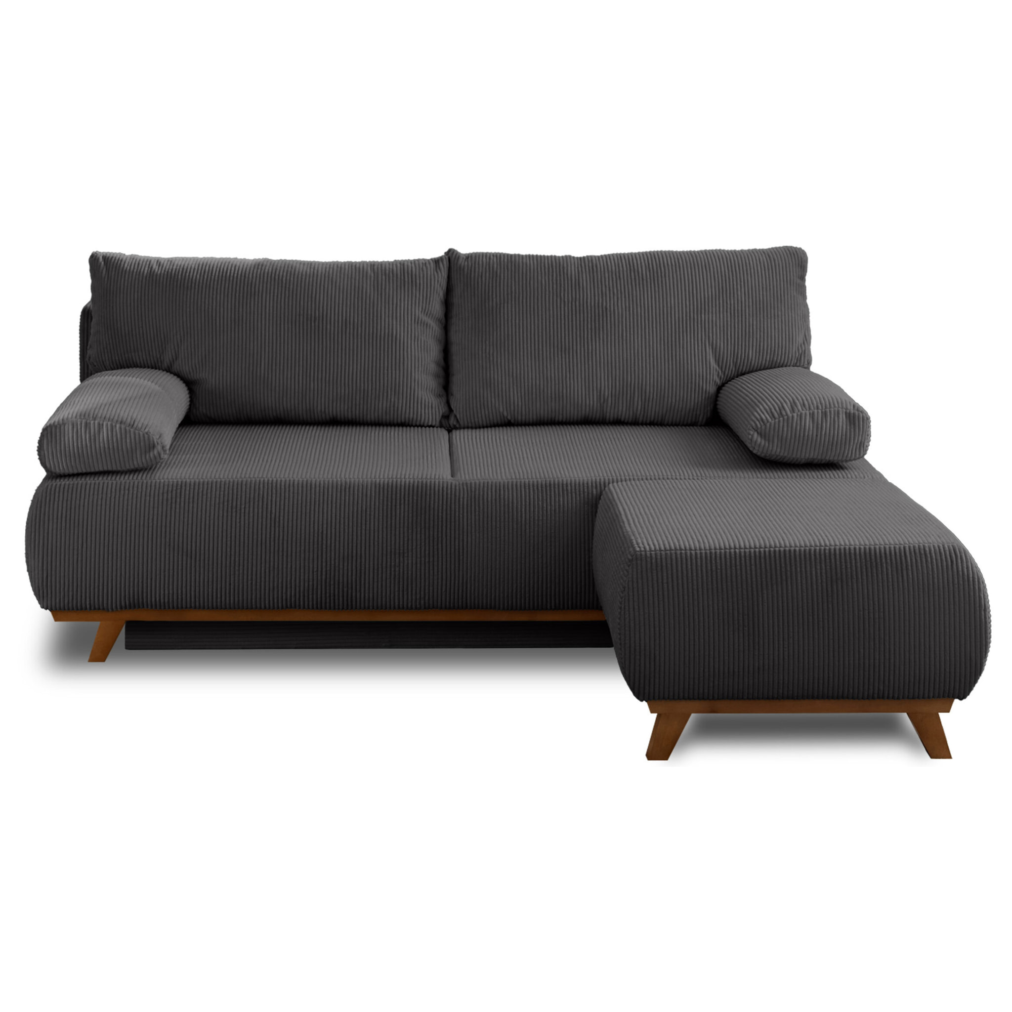 Cristal - canapé 3 places - convertible avec coffre et pouf - en velours côtelé - Gris foncé