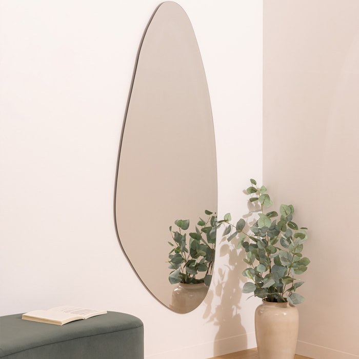 Miroir organique bisauté "Aidan" 142x60cm argent