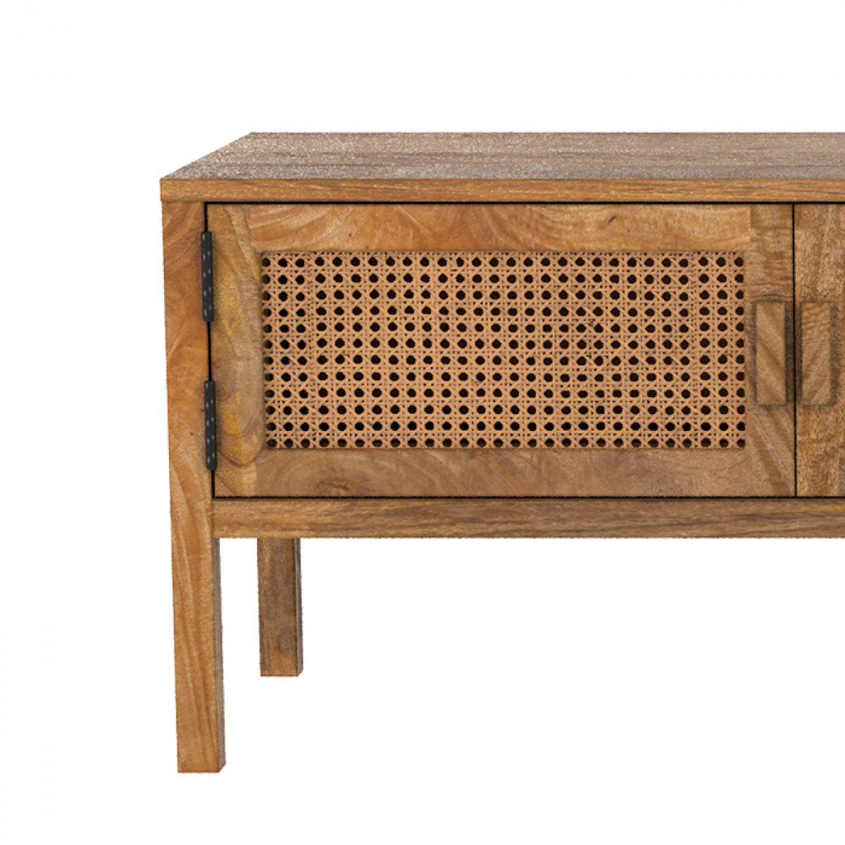 Meuble TV cannage et bois de manguier 140 cm - Tiki