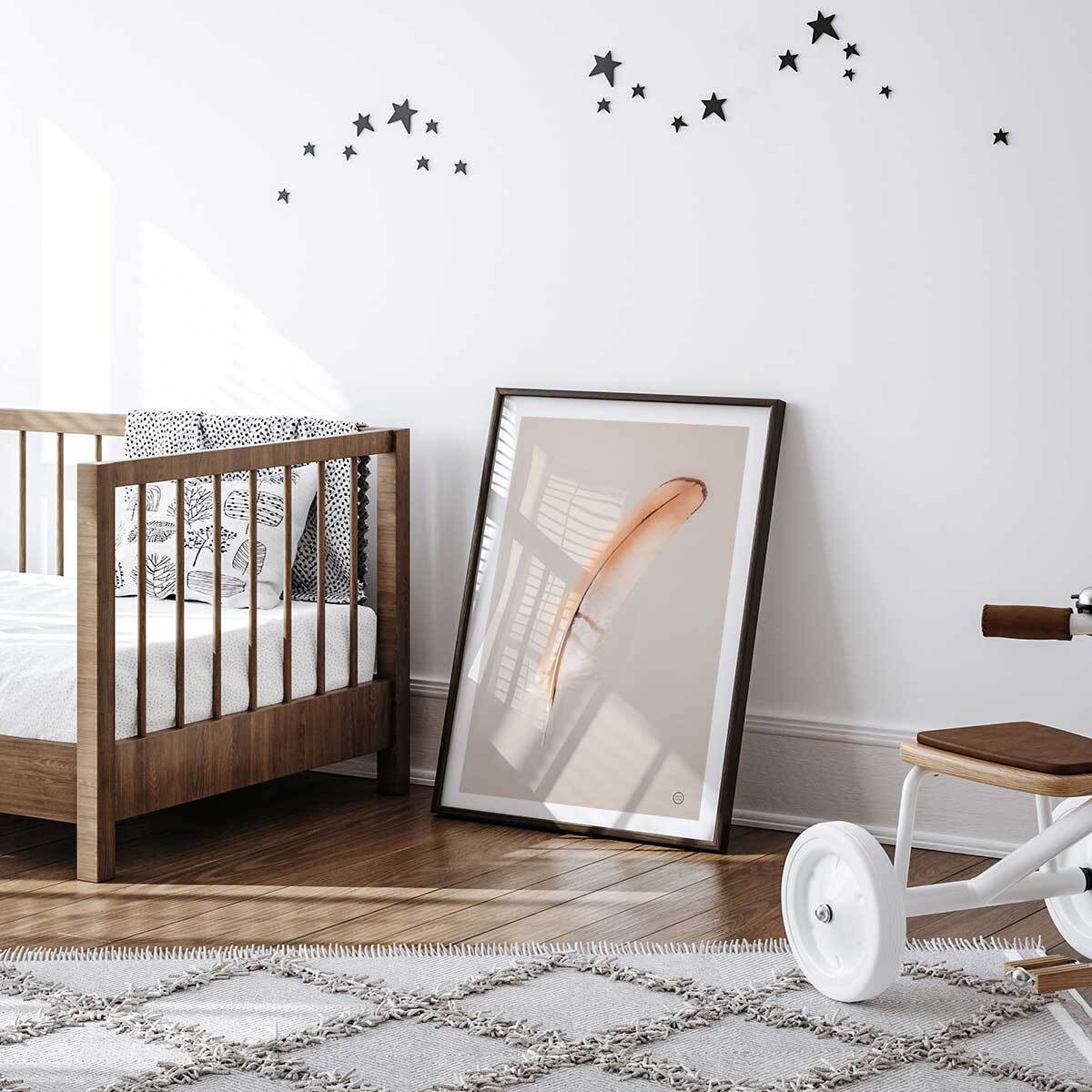 Affiche enfant plume flottante  Affiche sous cadre noir