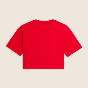 T-shirt Cropped con grafica "FLOW" e borchie