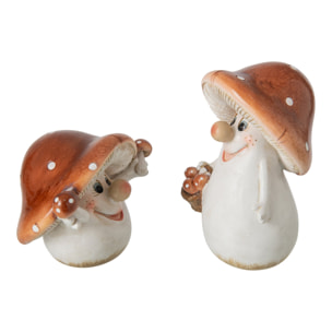J-Line Champignon - polyrésine - marron/blanc - large - assortiment de 2