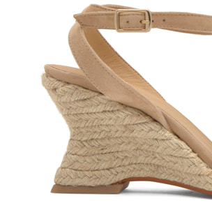 Alpargatas de cuña de mujer Judi en ante con punta afilada y cierre de pulsera