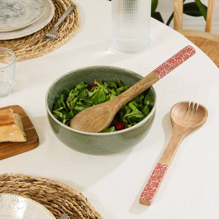 Couverts à salade Inaya terracotta et manguier