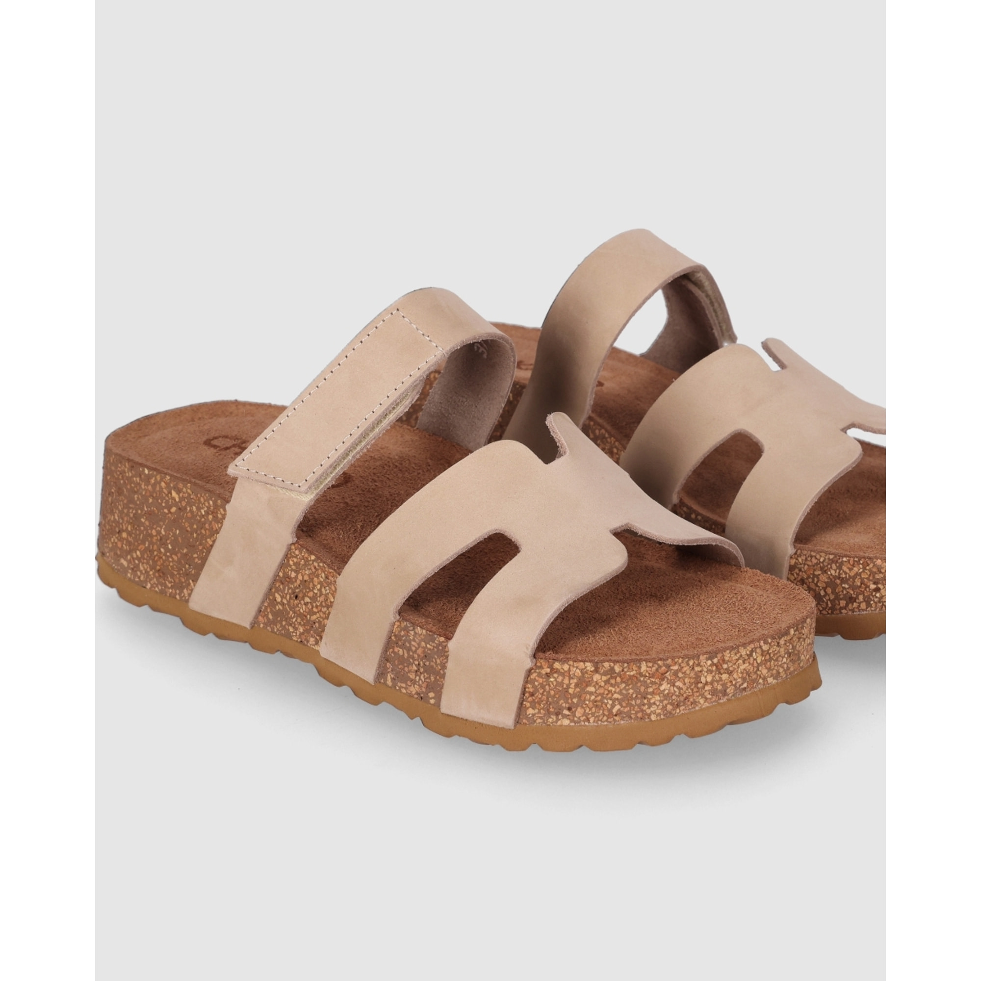 Sandalias de Serraje - Arena - Tacón: Bajo