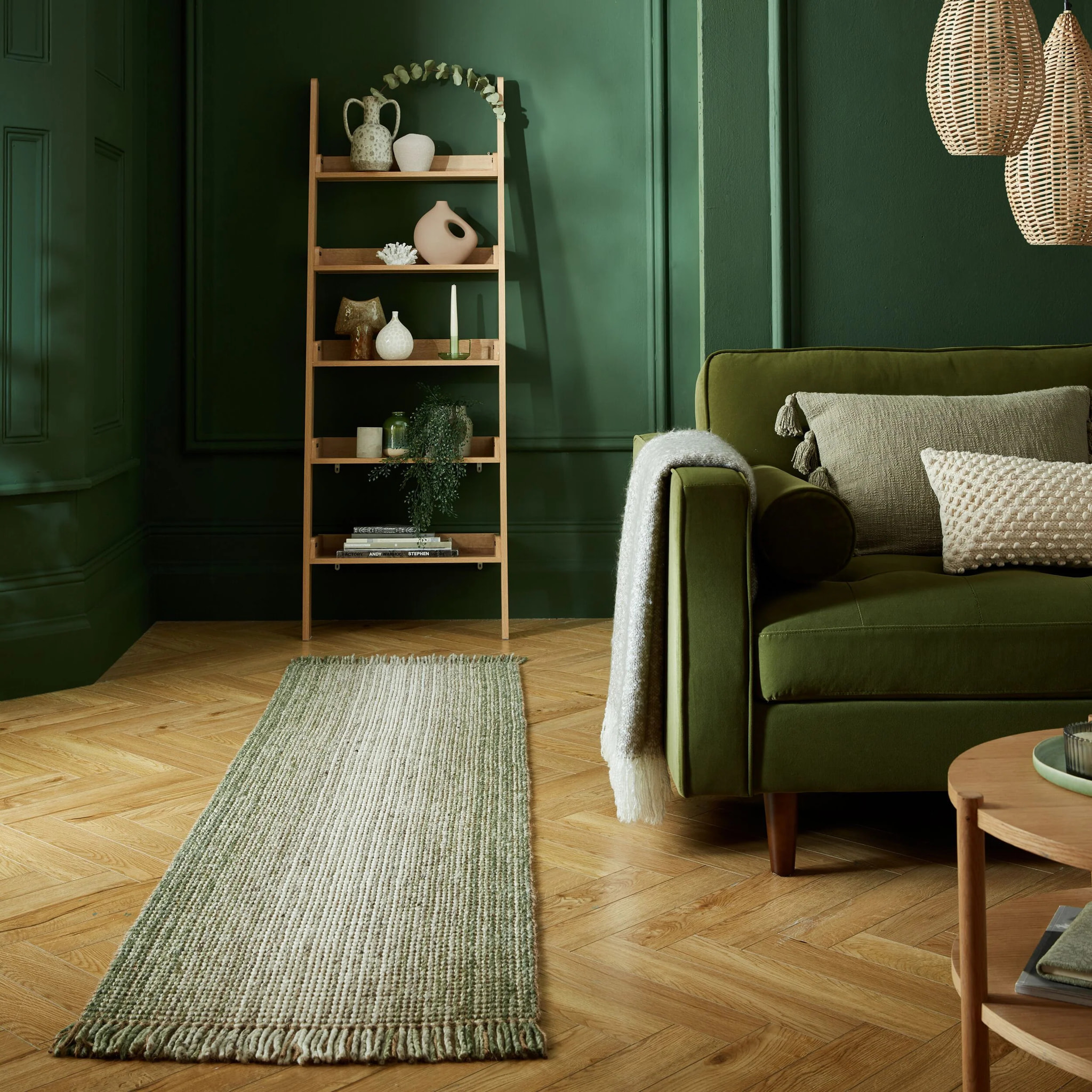 Tapis en jute de couloir OMBRE Vert