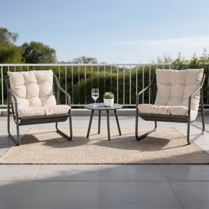 Ensemble de jardin 2 fauteuils gris avec table basse ANTHI