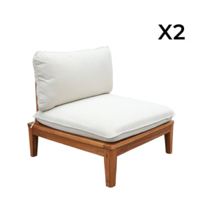 Banquette modulable de jardin bois d'acacia et effet bouclette 2 places YONA