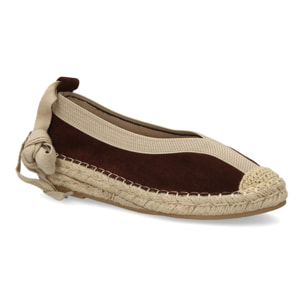 Bailarina de Mujer con Yute, Diseño Moderno con Puntera Bordada y Cintas