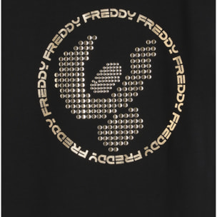 T-shirt bambina con maxi logo borchiato