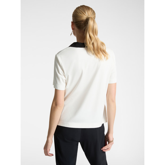 Elena Mirò - T-shirt polo con colletto a contrasto - Bianco
