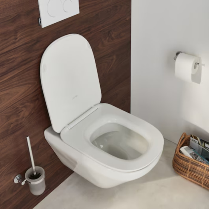 Pack cuvette WC suspendu sans bride Moderne Life avec abattant frein de chute déclipsable  + bâti support + plaque