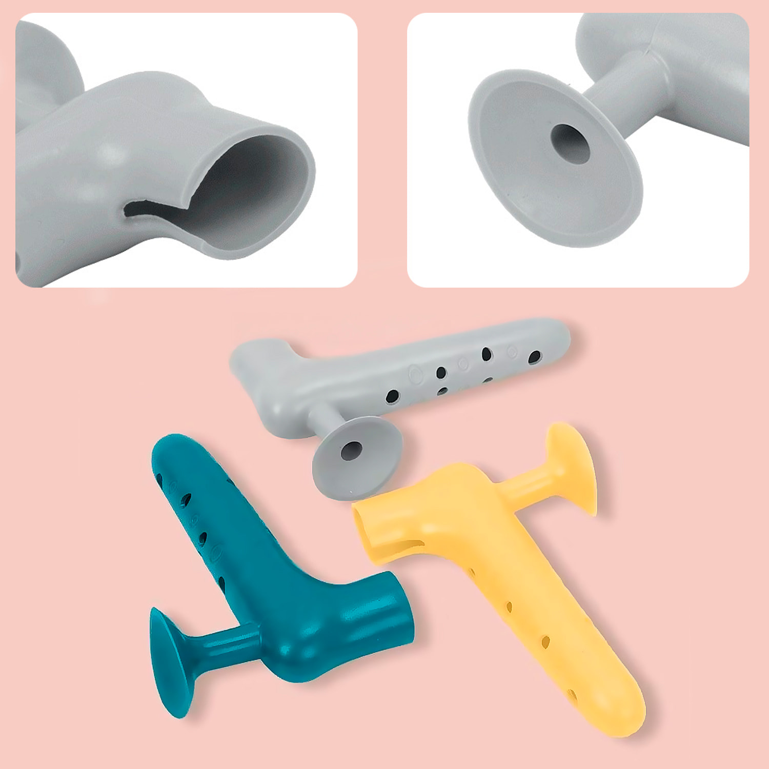 Funda de silicona para manilla de puerta con ventosa trasera que evita golpes y permite mantener la puerta abierta.