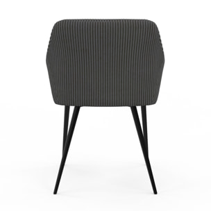 Chaises Jenny velours côtelé gris pieds métal - lot de 2