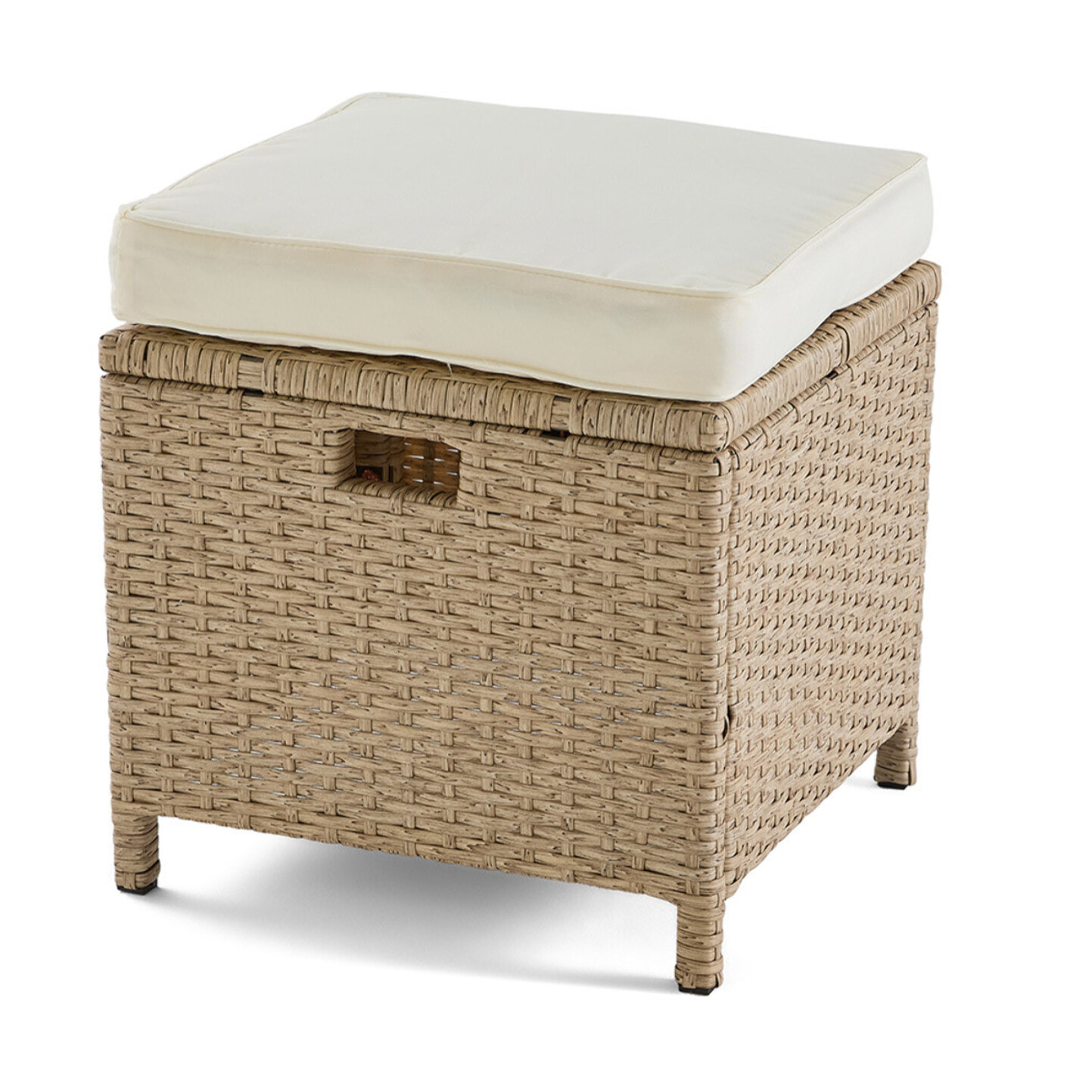 Cuba – salon de jardin encastrable en résine tressé beige - 14 places - coussins beige + housse de protection - Beige