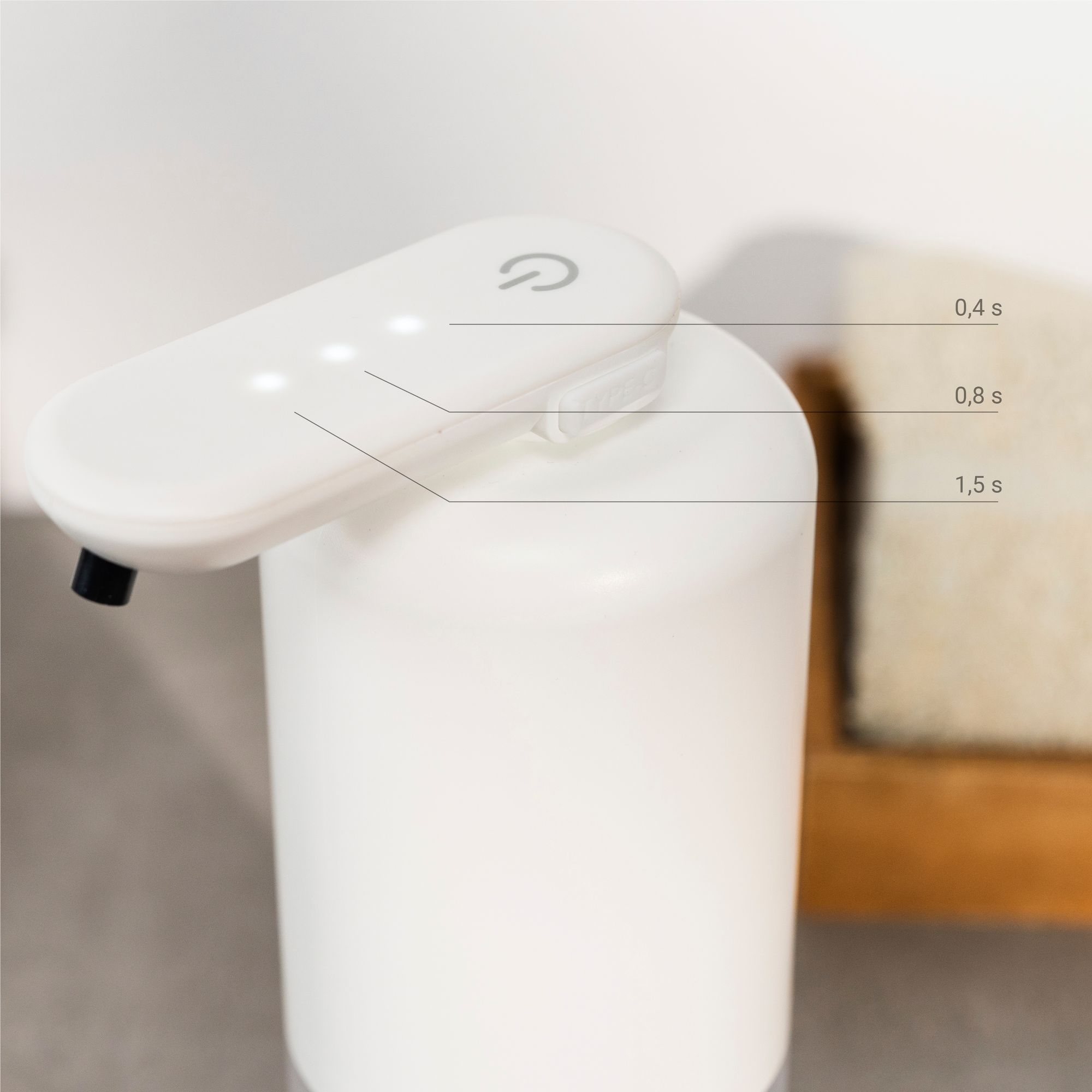 Dispenser di sapone liquido automatico ricaricabile Bitesap - bianco - 11x21,5x6,5 cm