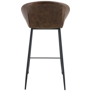 Lot de 2 tabourets de bar en simili marron ACHILLE
