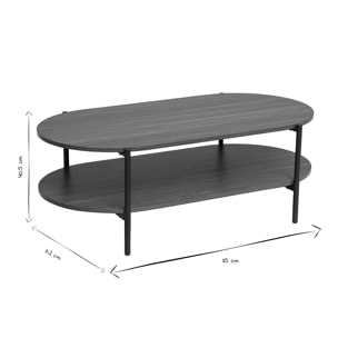 Table basse ovale finition bois foncé noyer et métal L115 cm BRUNA