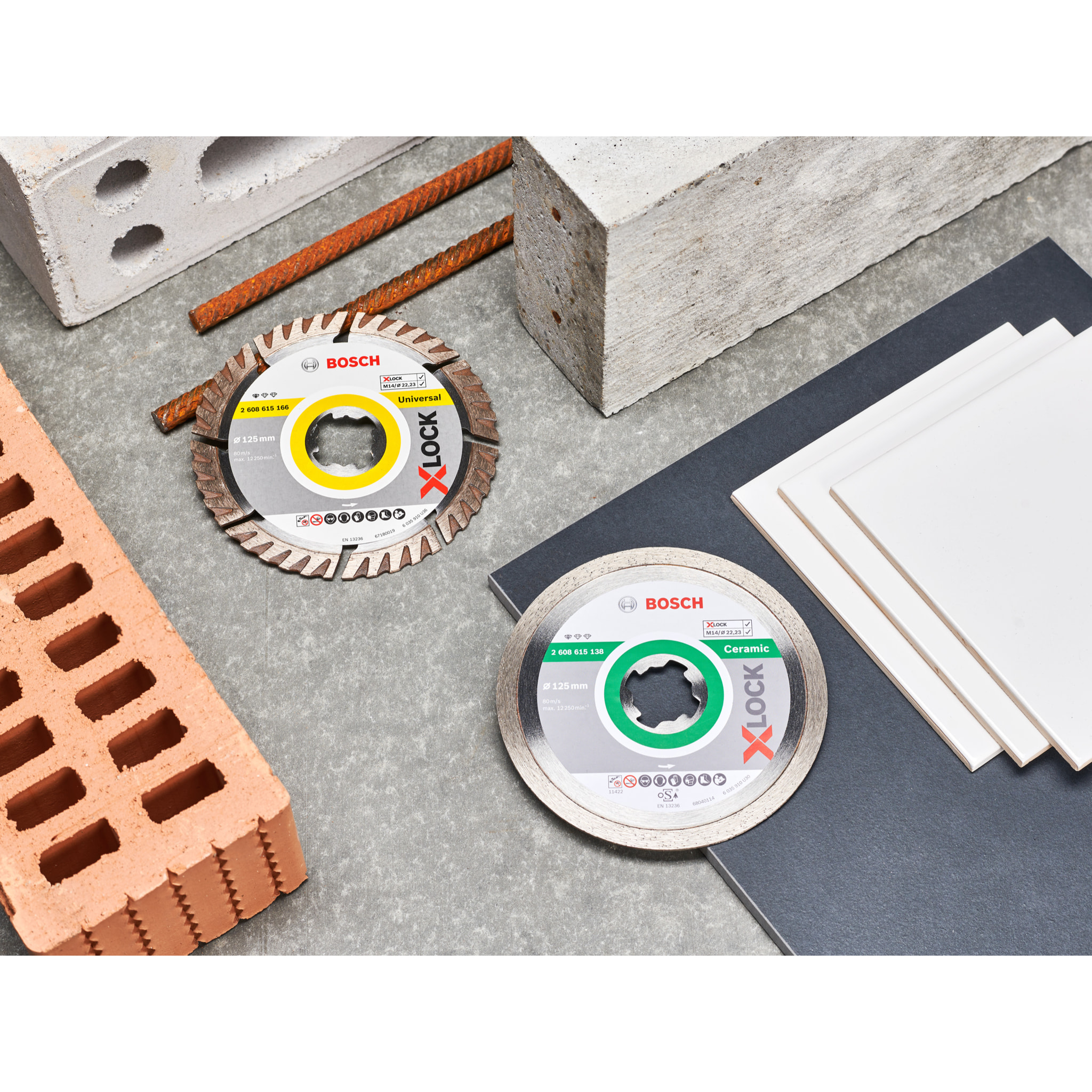Kit 2 Disques à tronçonner diamant X-Lock : 1 pour Céramic + 1 Disque universel - Lot de 2 - BOSCH - 0615997632