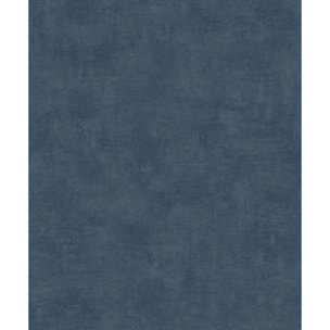 Papier peint uni effet toile lin bleu marine