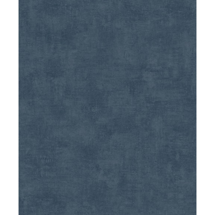Papier peint uni effet toile lin bleu marine