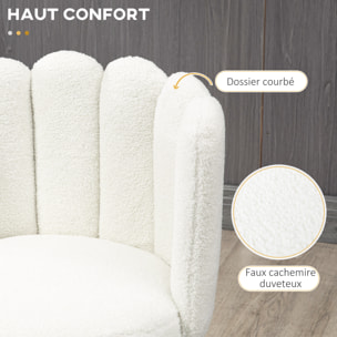 Lot de 2 tabourets de bar – Tissu bouclé – Dossier et repose-pieds