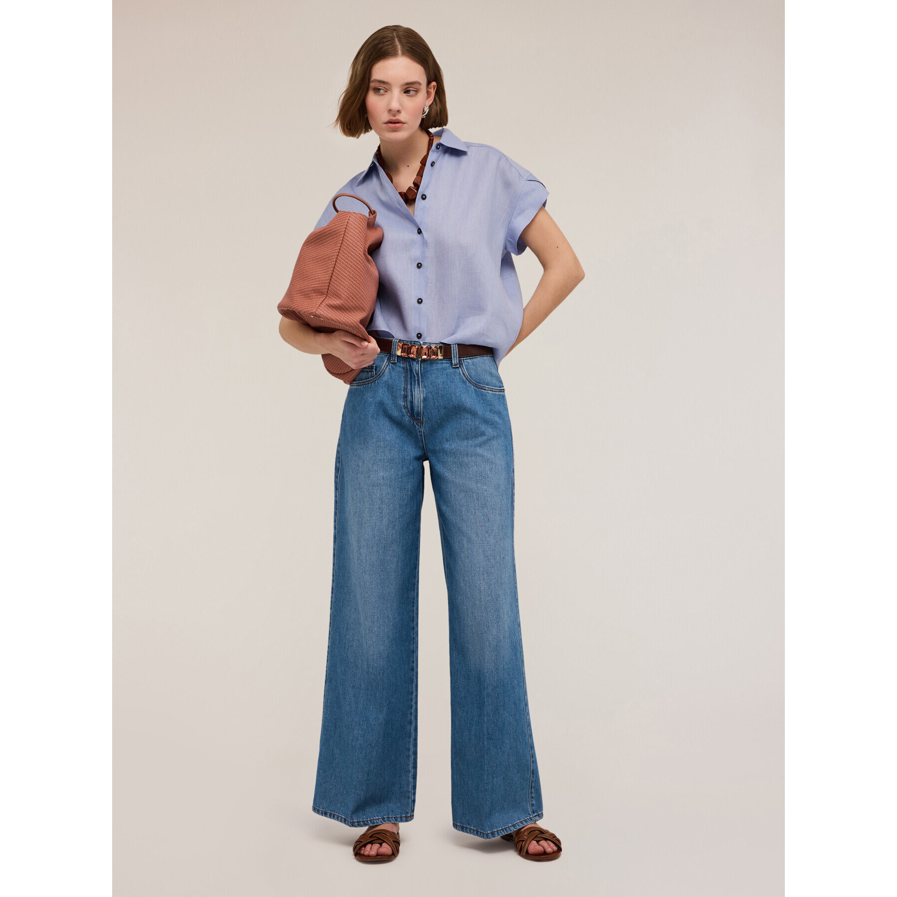 Motivi - Jeans wide leg light blue - Azzurro