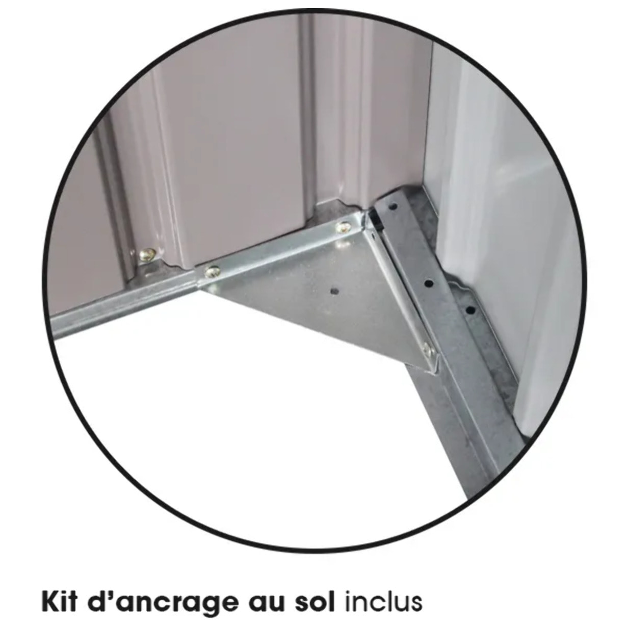 Abri métal gris châtaigne avec bûcher 8,13 m² + kit d'ancrage