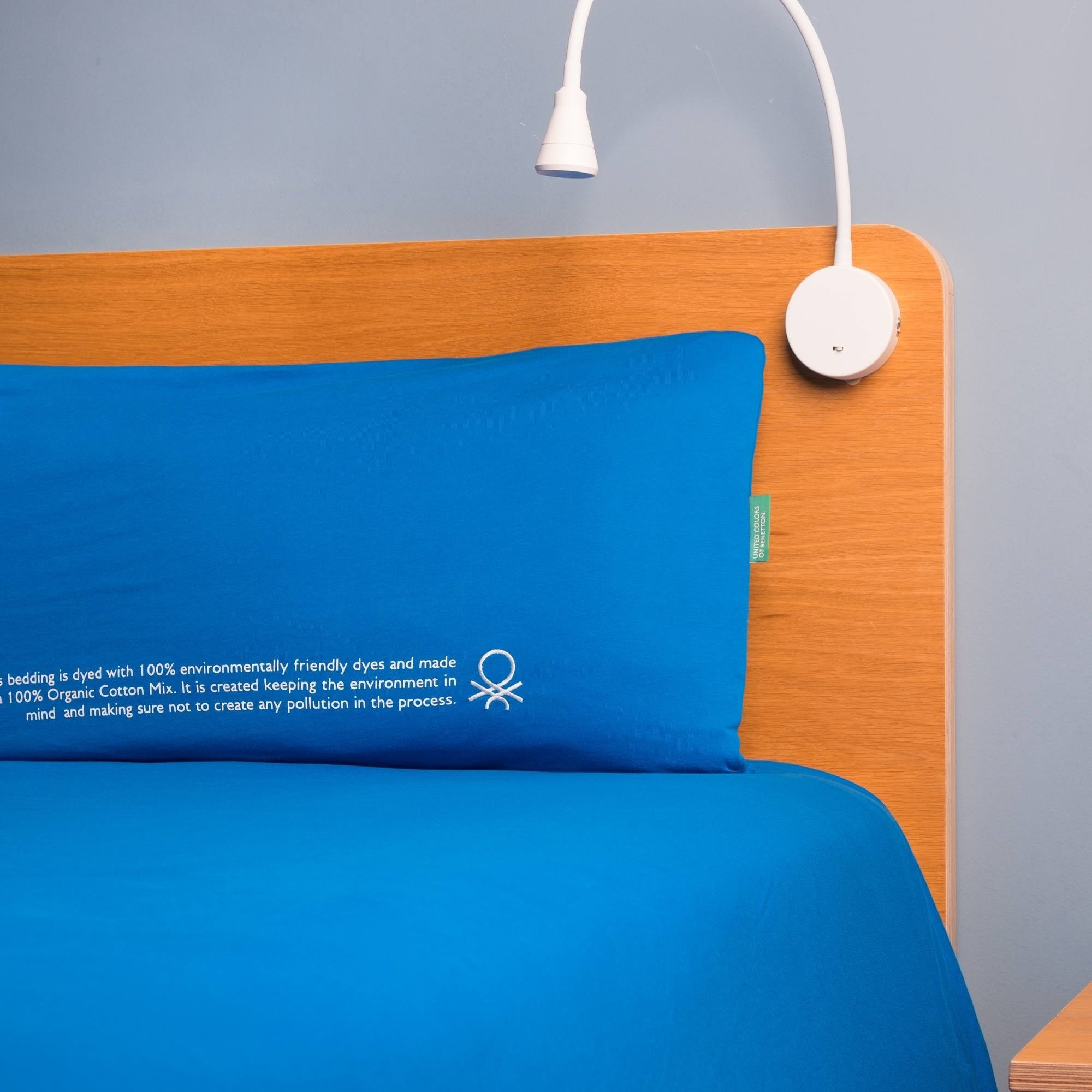 Set 2pc cama (funda nórdica 135x200cm + funda de almohada 80x80cm) 140gsm 100% algodón azul united in green be