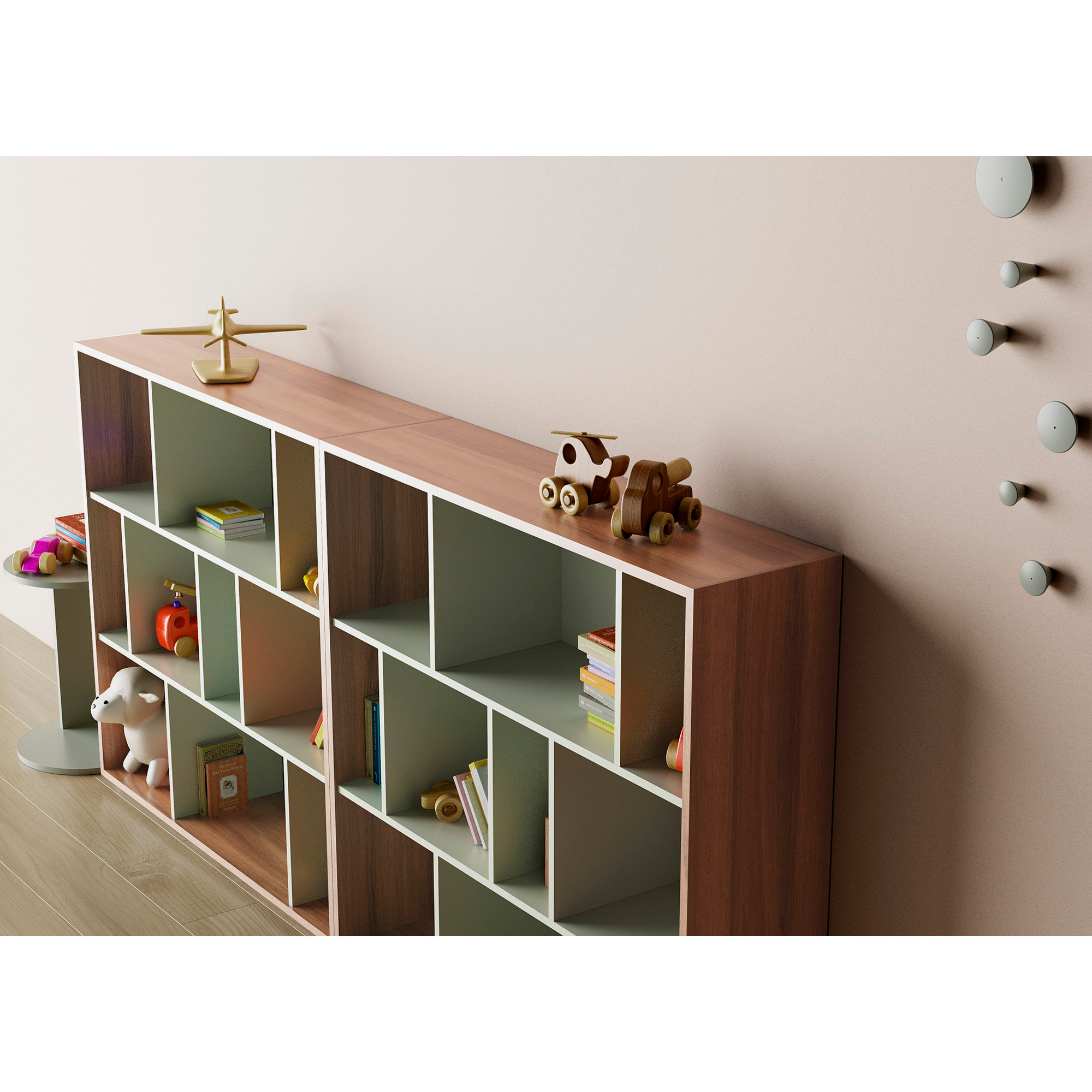 Estantería librería Nack melamina nogal-verde 117x119x32 cm