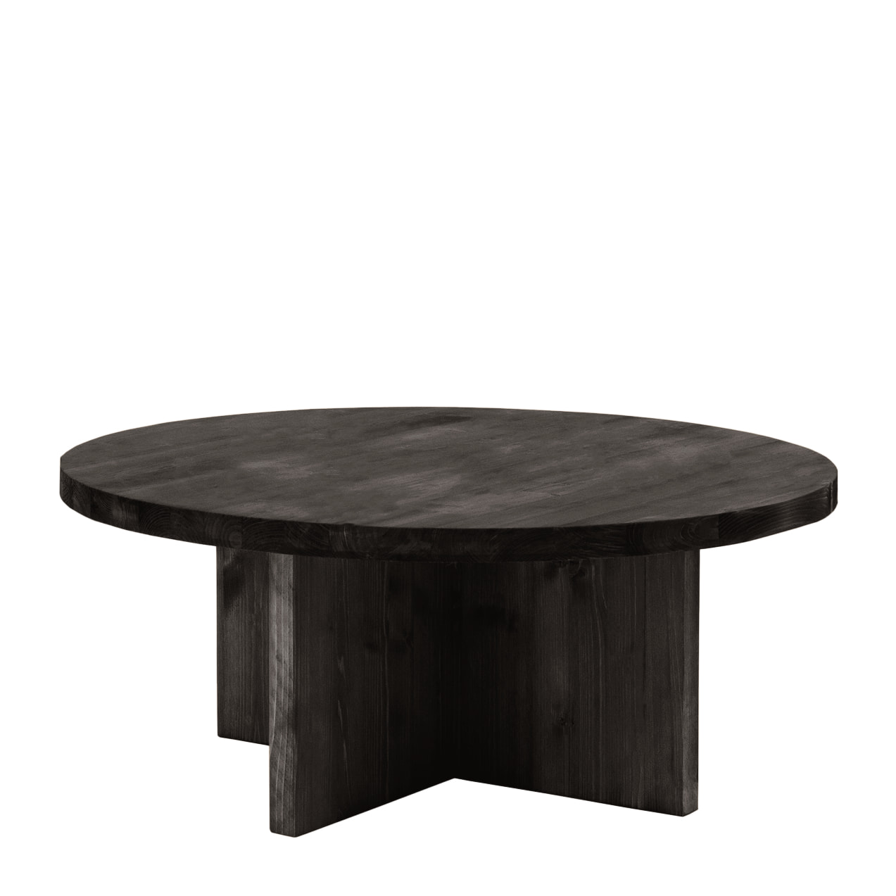 Table basse ronde en bois massif ton noir en différentes tailles
