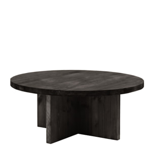 Table basse ronde en bois massif ton noir en différentes tailles