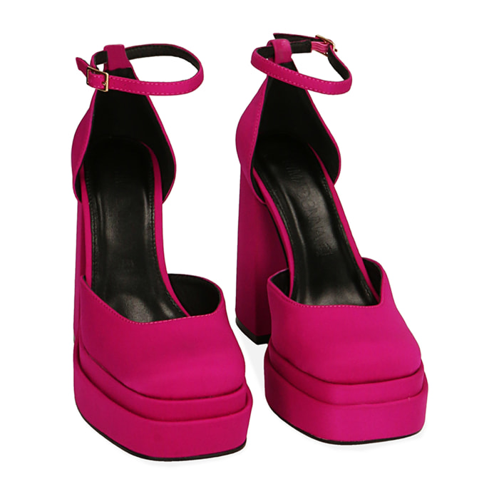 Zapato de tacón fucsias en lycra, tacón 12 cm