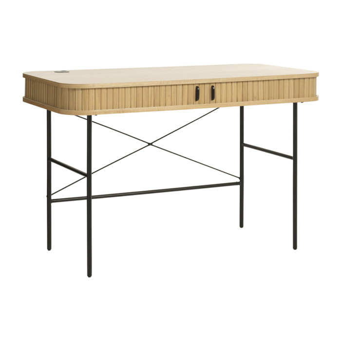 Bureau Bois Naturel Alba, L.120 x P.60 x H.75 cm, Style Minimaliste