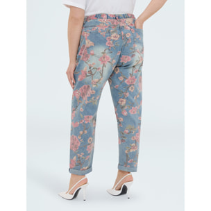Fiorella Rubino - Jeans Barrell con stampa floreale - Azzurro
