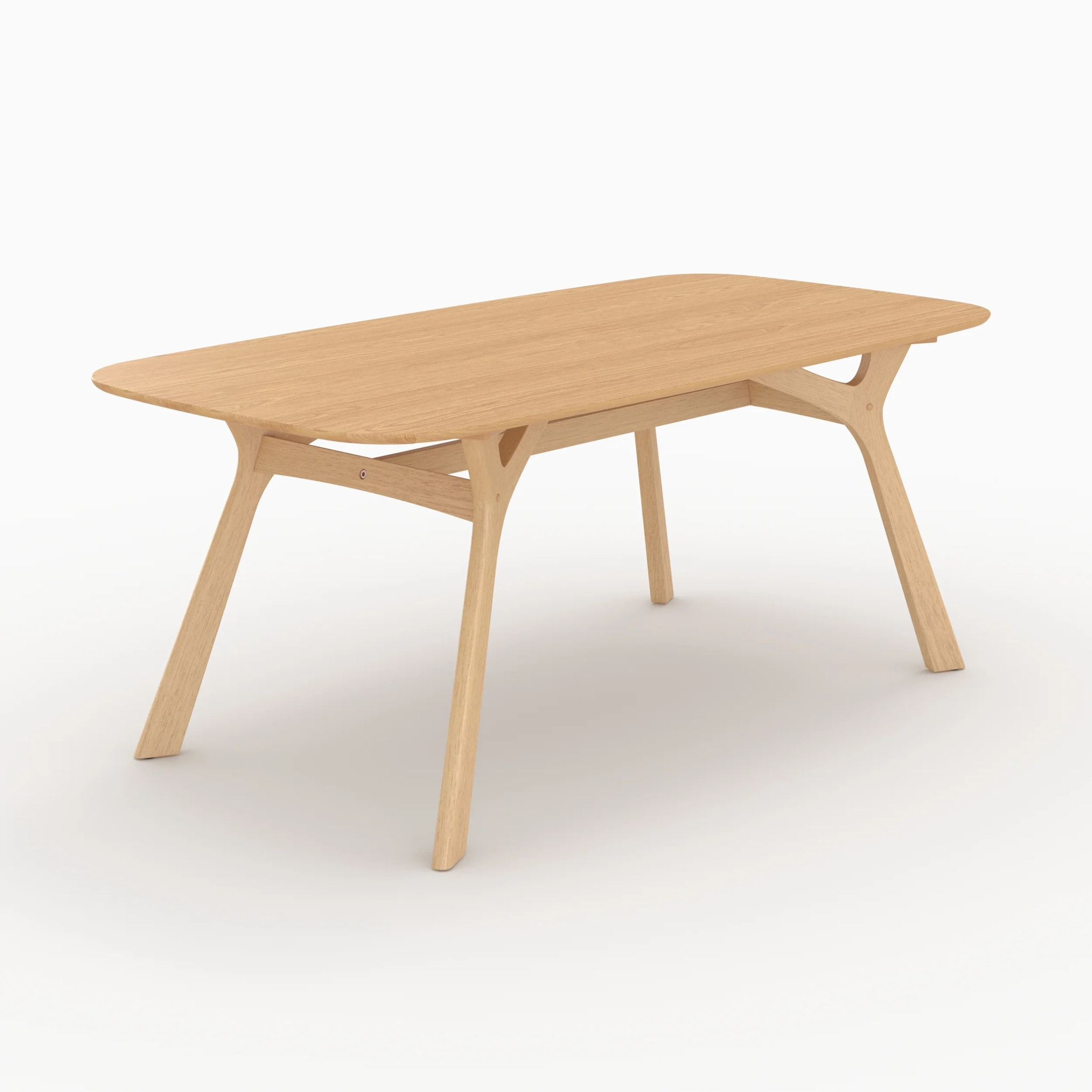 Table rectangulaire 6 places en bois d'hévéa massif et placage 180 cm - Paula